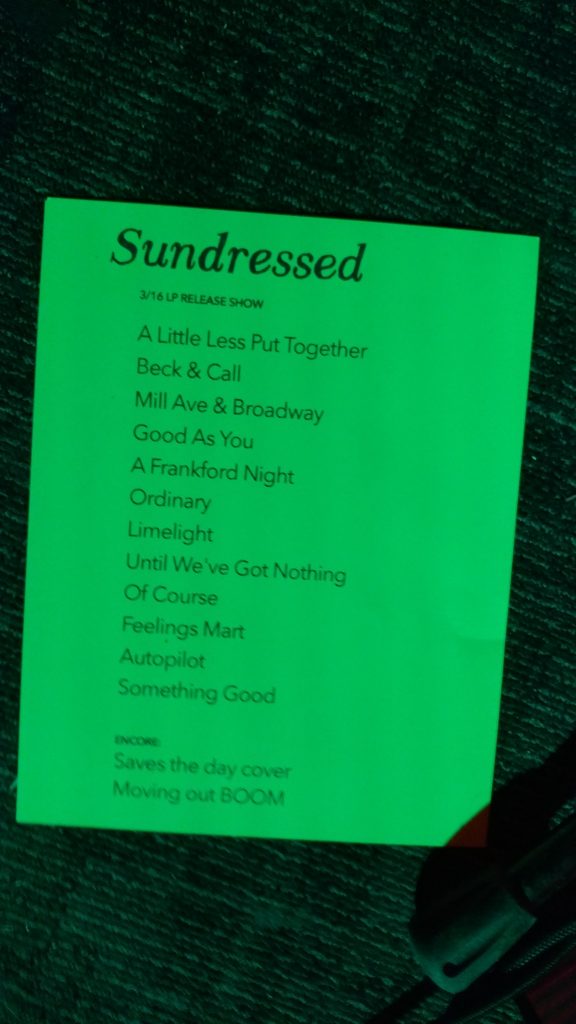 Sundressed LP Release Setlist