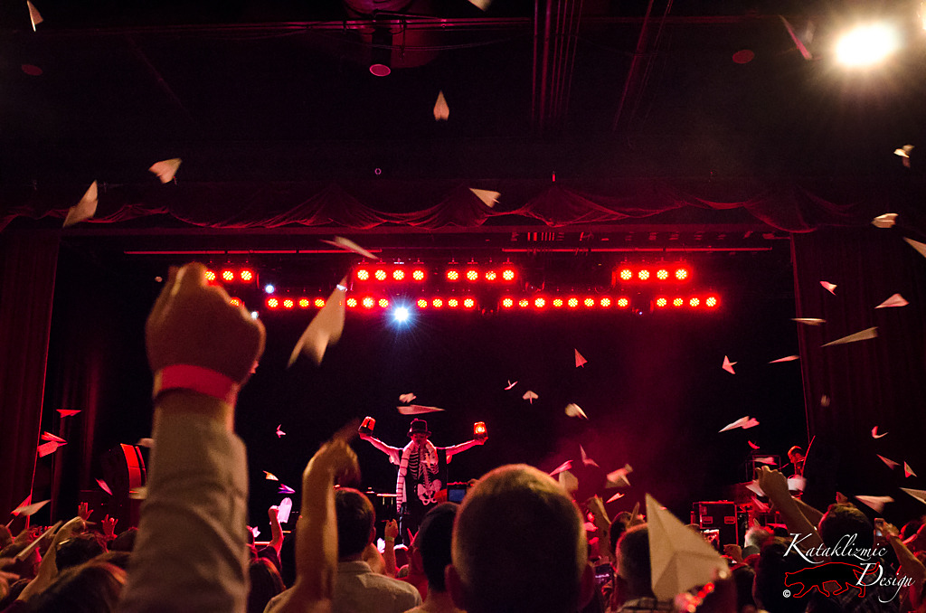 Alice Cooper with Paper Airplanes in the air - Photo Credit: Katherine Amy Vega